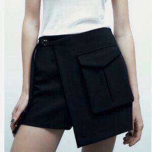 Zara Black Asymmetric Cargo Skort